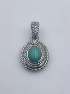 Judith Ripka Plata Ley Azul Verde Turquesa & Cz Potenciador Colgante - Imagen 1 de 4