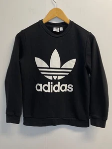 adidas Originals Youth Kids Size S, M Trefoil Crew Sweatshirt Fleece Black/White - Picture 1 of 3