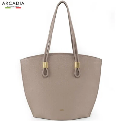ARCADIA Made in Italy creative designer dove gray leather large Shopper bag - Image 1 of 4