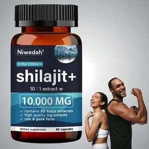NIWEDAH Organic Himalayan Shilajit Gummies w/85+ Trace Minerals for Energy 60cts - Picture 1 of 8