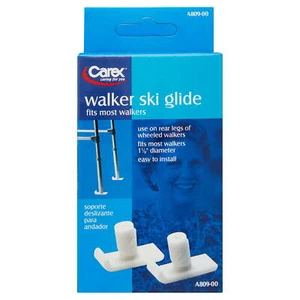 Carex Walker Ski Glides Fits Most Walkers Easy To Install White 1 Pair Pack of 2 - Picture 1 of 5