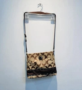 Coach Crossbody Bag in Brown and Tan with Signature C Pattern - Picture 1 of 10
