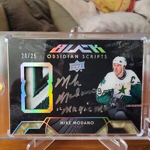 2018-19 UD Black Mike Modano Obsidian Scripts Patch Auto Inscribed 20/25 HOF