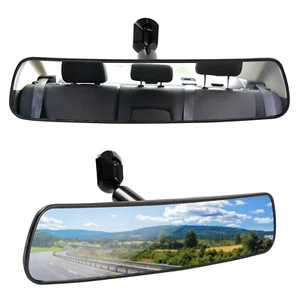 Universal Rear View Interior Car Mirror Adjustable Wide Long Safety Adhesive Kit - Picture 1 of 7