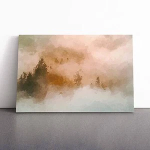 Misty Forest In Abstract Landscape Scenery Nature Canvas Wall Art Print Framed - Picture 1 of 7