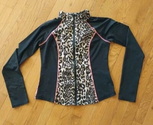 Hard Candy Sport Zip Up Women’s L (11-13) Zip Up Bright Pink Black Cheetah - Picture 1 of 4