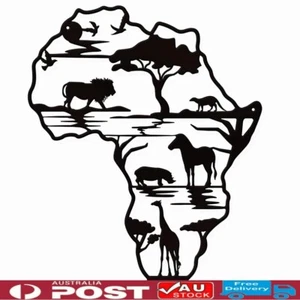 Africa Map Metal Wall Decor 11.8x9.7 Africa Animals Wall Art Cutout Sign Home - Picture 1 of 6