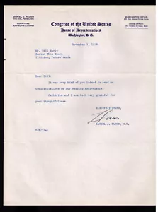 1959 LETTERA FIRMATA Daniel J. Flood Pennsylvania Camera dei Rappresentanti degli Stati Uniti - Foto 1 di 2