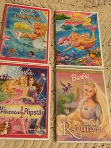 Barbie 4 DVD Bundle Mermaid 1 & 2 Rapunzel Princess Popstar - Picture 1 of 10