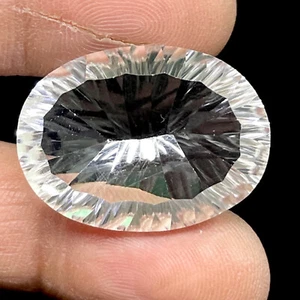34 Cts Natural White Quartz 26.5x19.5mm Oval Concave Cut Lusturous Gemstone - Picture 1 of 21