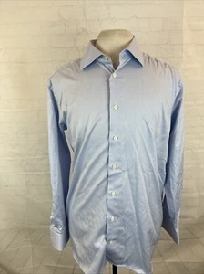 CONTEMPORARY Eton Men's Blue Solid Cotton Dress Shirt 17.5 - 43 $295 - Picture 1 of 9