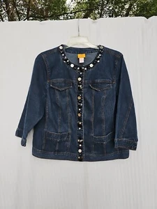 Womens Ruby Rd Size 18W Dark Blue Jean Dark Wash Button Down Jacket - Picture 1 of 9