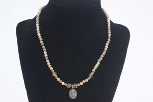 Indische Ganesh Stein Perle & Sterlingsilber Charm Halskette 14,55 g - Bild 1 von 6