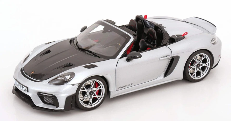 Porsche 718 Spyder RS Norev 2023 con paquete Weissach GT plateado metálico 1:18 Foto 1 de 1