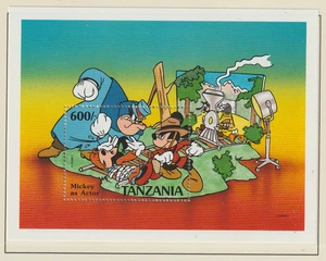 Disney Tanzania 1991 Mickey como actor de cine bloque MiNr 142 nuevo - Imagen 1 de 1