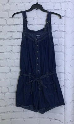 Levi's Denim Romper Women's 1X Blue Button Up Overall Shorts - Image 1 of 4