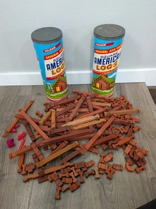 Vtg Halsam Original Hewn Square American Logs Set #815 Lincoln Logs Building - Picture 1 of 4