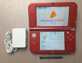 New Nintendo 3DS XL Metallic Red Charger + 32GB SD Card | Region Free