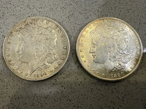 1890 Morgan Silver Dollar $1 Lot Of 2 Coins - Picture 1 of 8