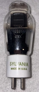 Sylvania 210T Type-10 Röhre weiß Keramiksockel grünes Blatt Amplitrex 93% RAR - Bild 1 von 4