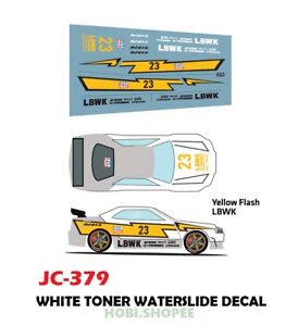 JC-9379 White Toner Waterslide Decals YELLOW FLASH LBWK, 1:64 Hot Wheels