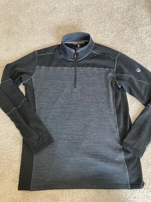Kuhl Sweater Men's Large Black RevelQuarter Zip Fleece Pullover Long Sleeve Logo - Image 1 of 4