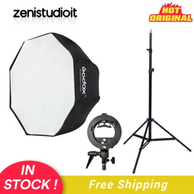 US Godox 80/120cm Umbrella Softbox+S-Type Bracket Stand For Rectangle Flash Head - Image 1 of 4