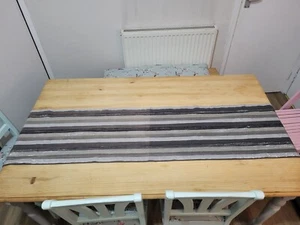 Silver Metallic Striped Matalan Table Runner With Sun Damage 235cm X 38cm - Picture 1 of 6