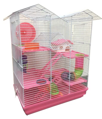 MCAGE Large Pink Twin Tower Hamster Habitat Rodent Gerbil Mouse Mice Degu Rats Cage