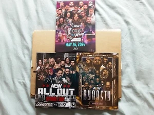 Brand New Collection of 3 AEW Blu Rays All Out, Dynasty, Double Or Nothing 2024 - Afbeelding 1 van 2