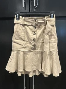 A.L.C. $395 Miley Button-Front Skirt Linen Blend Tan SZ 2 - Picture 1 of 5