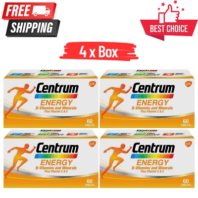 4 X 60's New Centrum Energy B-Vitamins and Minerals + Vitamin C & E (FREE SHIP) - Image 1 of 4
