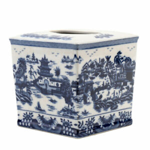 PORCELAIN TISSUE BOX - BLUE WILLOW-LAST ONE!