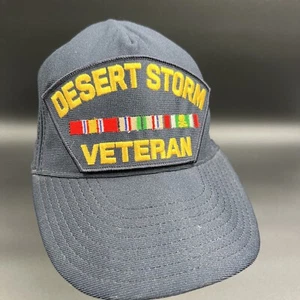 Vintage Desert Storm Veteran Baseball Hat Made In USA With Ribbons Black - Picture 1 of 10