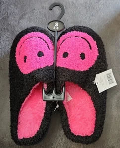 Womens house slippers- Black/Pink- smiles - Picture 1 of 3