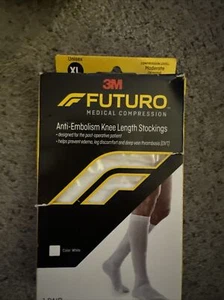 Futuro 3M Anti-Embolism Knee Length Stockings Moderate Compression, XLarge White - Picture 1 of 3