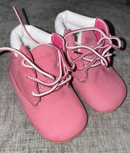 Timberland Infant Girl Soft Sole Baby Crib Boots Shoes - 9680R Pink - Size 2 - Picture 1 of 6
