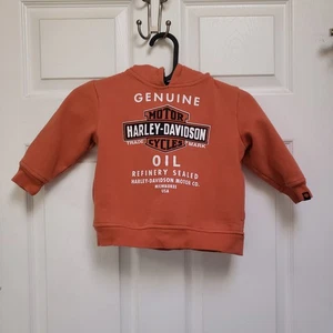 Harley Davidson Orange Pullover Original Oil Logo Milwaukee Hoodie Gr. 3T - Bild 1 von 7