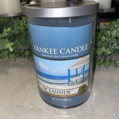 Yankee Candle Oceanside grande 22 oz. Vaso de vidrio grande doble mecha NUEVO Foto 1 de 4