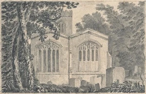 WILTON CHURCH Miniatur Bleistiftzeichnung - 19. Jahrhundert - Bild 1 von 3