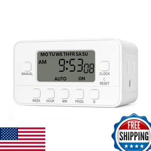 BN-LINK Timer Digitale Resistente 7 Giorni con Doppia Presa, LCD, 3 Punte - Foto 1 di 8