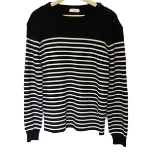 Auth SAINT LAURENT PARIS - 588063 Black White Men's Sweater - Picture 1 of 6