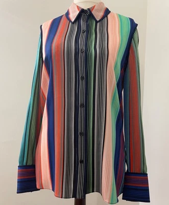 BLUSA MUJER SEDA RAYAS por Diane Von Furstenburg TALLA UK 10 US 6EU40 Foto 1 de 4