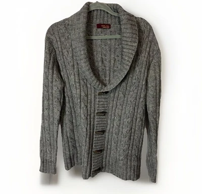 Cárdigan Zara Para Hombres Talla XL Tejido con Cable Grueso Grueso Pescador Academia Gris Alpaca Foto 1 de 4