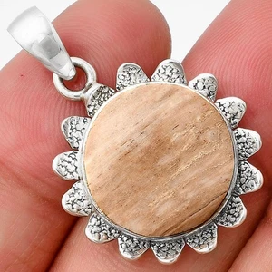Natural Petrified Wood 925 Sterling Silver Pendant Jewelry P-1205 - Picture 1 of 5