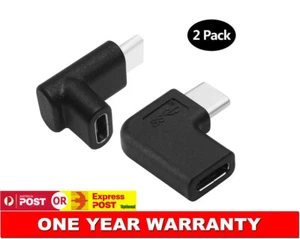 2pcs Left Right Up Down 90° Angle Plug USB-C Male to Female Extension Connector - Picture 1 of 8