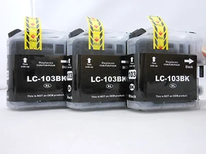 Cartucho de inyección de tinta negro LC103 para Brother MFC-J4710DW MFC-J4610DW MFC-J4510DW 3PK - Imagen 1 de 3