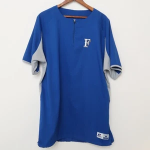 Russell Mens Blue Quarter Zip Baseball Warm Up Top Friendship ISD Lubbock Texas - Picture 1 of 10