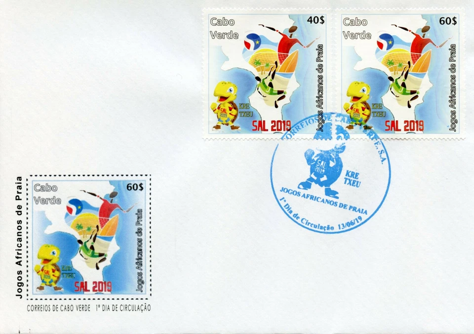 Cape Verde 2019 FDC Sports Stamps SAL 2019 African Beach Games Football 2v Set - Image 1 of 1