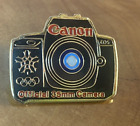 Canon Official 35mm Camera Calgary 1988 Winter Olympics Enamel Lapel Pin Vintage